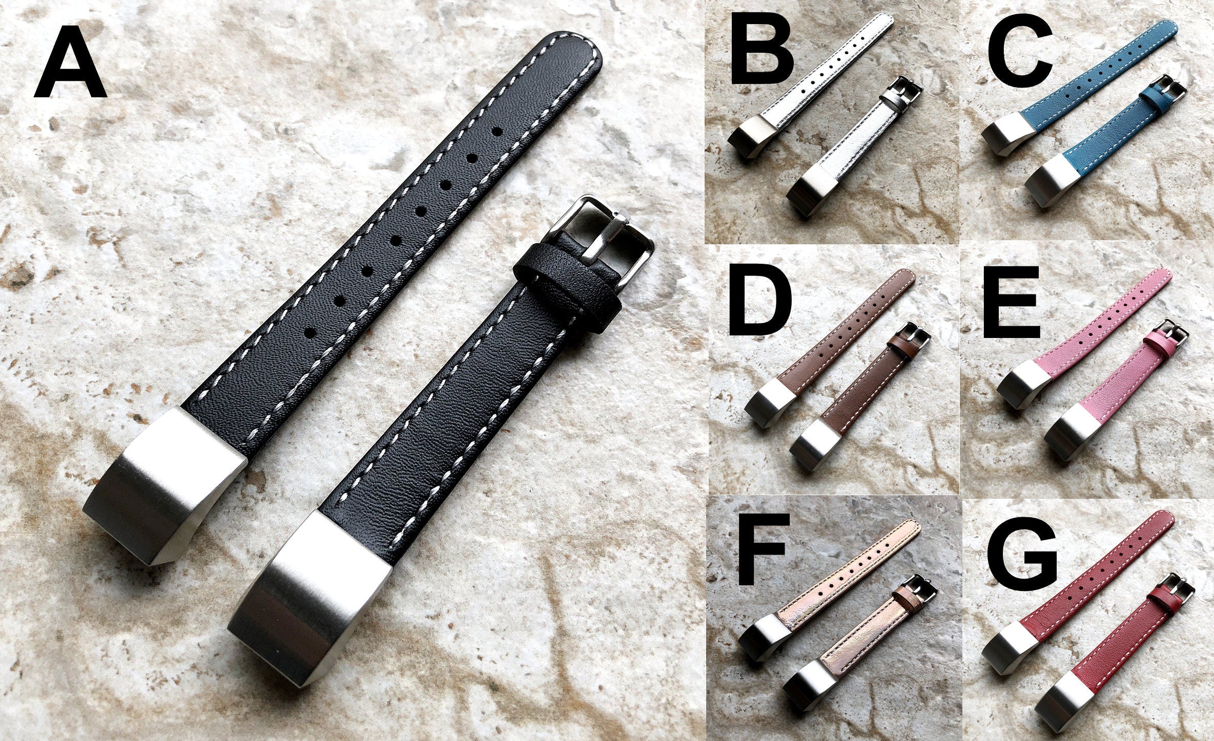 Fitbit Alta HR Stylish Elegant Unisex Soft Leather Band Strap with Stitching Details Quick Release Adapters Included Ready to Attach SML